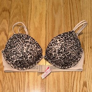 NWOT VS PINK | Lace Leopard | Bra | 34C | Padding & Underwire | Multi-way Straps